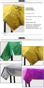 Detailed view of metallic PET wavy table cloth for parties with 1M by 2.7M dimensions