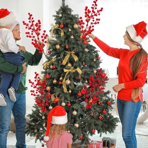 Artificial Christmas Red Berry Branches Realistic Foam Berries Stems For Christmas Tree Home Decoration DIY Floral Arrangement