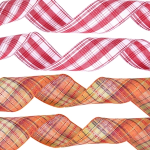 Christmas Plaid Ribbon Faux Linen Checkered Decorative Ribbon For Christmas Tree DIY Bows Party Gift Wrap Crafting