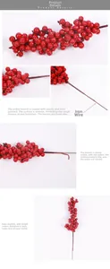 Detailed view of lifelike red berry stems with textured bark and vibrant foam berries