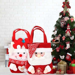 Sacchetti Regalo di Natale in Feltro a Maglia Babbo Natale Pupazzo di Neve Renna Borse per Caramelle Decorazioni per Feste