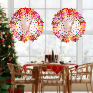 Set of 2 Santa Claus honeycomb ball ornaments for festive Christmas party home decoration