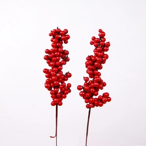 Vibrant artificial red berry branches for Christmas holiday home decoration set of two