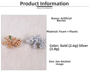 Detailed specs for gold and silver artificial Christmas foam berries with weight info