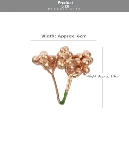 Detail view of 6cm x 5.5cm rose gold artificial Christmas berries with green stems