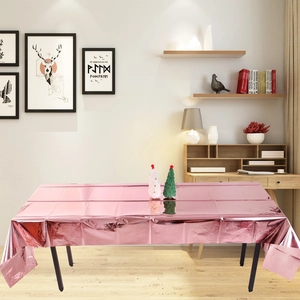 Rectangle rose gold foil tablecloth with metallic reflective finish for party decor
