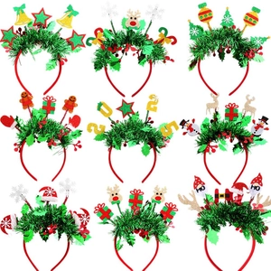 Set of 9 festive Christmas headbands featuring reindeer, trees, snowmen and 2025 icons