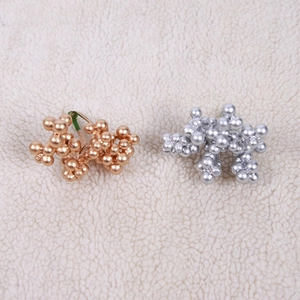 Minimalist cluster ball stud earrings in polished silver and bronze gold finish