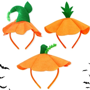 Serre-Tête Citrouille d'Halloween Accessoire de Costume 3D pour Enfants et Adultes Cadeaux de Fête Accessoires Photo Orange Vert Décoration de Cheveux en Tissu