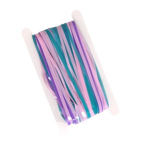 Pink purple and cyan colorful foil fringe curtains on spools for party backdrop decor