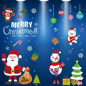 Detailed Christmas wall stickers set with Santa, reindeer, and festive holiday elements