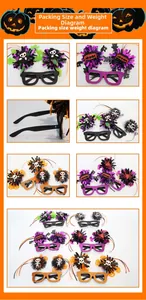 Detail of Halloween party glasses with glitter pumpkins, spiders and skulls