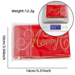 Pochette de Noël en velours rouge avec lettrage doré scintillant pour décoration