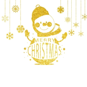 Glitter gold snowman and snowflake Christmas window stickers with Merry Christmas text