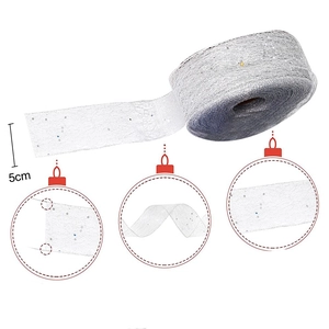 5cm white decorative mesh lace ribbon with colorful sequins for Christmas gift wrapping