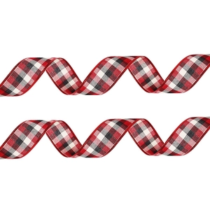 2M red and black buffalo plaid Christmas ribbon for gift wrapping and DIY decor