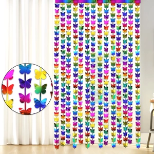 Rainbow Butterfly Foil Fringe Curtain Backdrop Metallic Laser Gradient For Birthday Party Wedding Festival Decoration