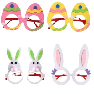 Easter party glasses set with glitter rabbit and colorful egg shapes for kids photo props