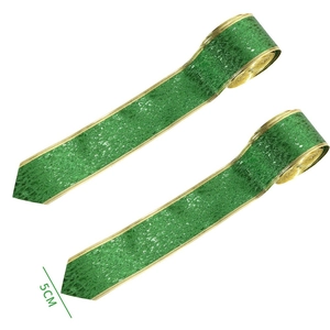 5CM St. Patrick's Day green glitter ribbon with gold edges for DIY party decorations