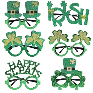 St. Patrick's Day Decorative Glasses Irish Festival Party Props Green Leprechaun Hat Shamrock Glasses Frame For Parade Party Favor