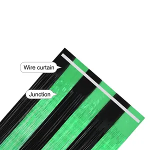 Rideau à franges rayé noir et vert pour Halloween avec des nœuds tressés