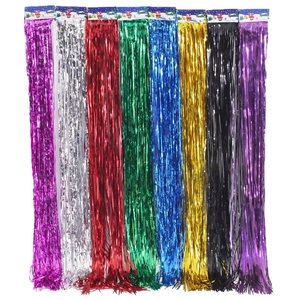 Colorful 1m foil fringe curtains in eight vibrant colors for party backdrop decoration