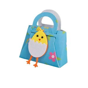 Easter felt gift bag with cute 3D chick design and floral patterns for children