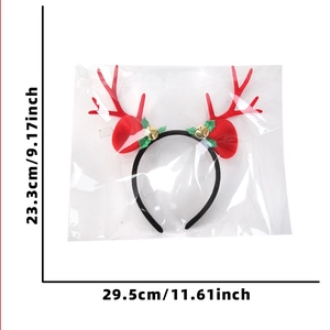 Christmas reindeer antler headband with festive golden bells and red flocking decoration