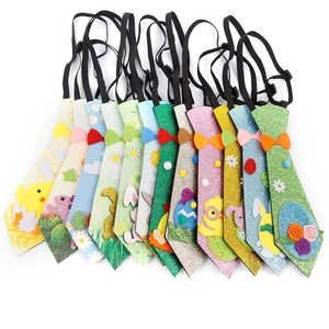 Easter Glitter Tie For Kids Pets Rabbit Chick Egg Pattern Decorative Necktie Party Costume Props Adjustable Strap