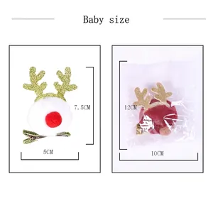 Barrettes de Noël bois de renne avec oreilles en peluche et paillettes dorées