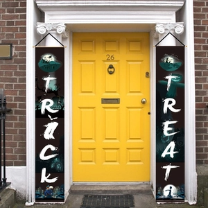 Halloween Trick or Treat porch banners with pumpkin and ghost motifs for party decor