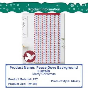 Detailed spec sheet for 1x2M PET Christmas pigeon foil curtain in red and blue