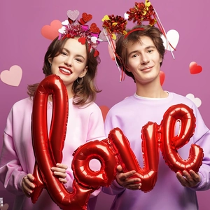Serre-tête de la Saint-Valentin avec cœurs pailletés et ballons LOVE accessoires