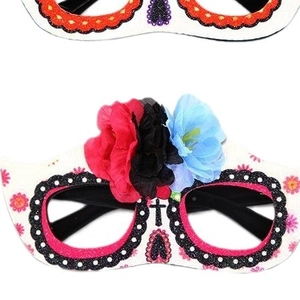 Day of the Dead sugar skull glasses with vibrant flowers for Mexico party props