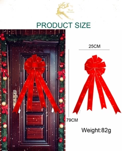 Vue détaillée du grand nœud de Noël rouge à LED, dimensions 25x79cm pour décoration