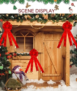 Détail des nœuds de Noël rouges avec lumières LED pour décoration de sapin festif