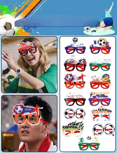 Lot de lunettes de fête en papier DIY avec accessoires photo thème Coupe du Monde