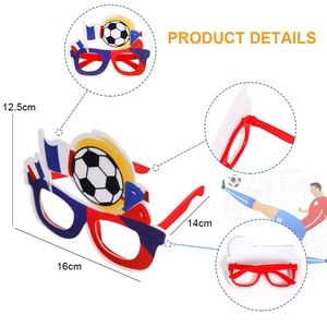 Dimensions détaillées des lunettes de fête football montrant 16 cm de largeur et 12,5 cm