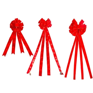 Noeuds de Noël lumineux en velours rouge avec LED pour décoration de sapin et de porte