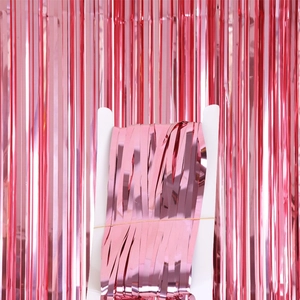 Rose gold fringe curtain backdrop for birthday party decorations and festive events