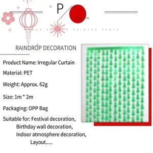 Irregular PET fringe curtain 1m x 2m for party wall decoration and festive backdrop