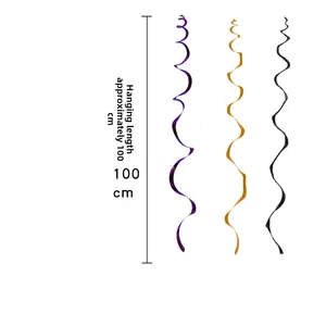 Set of 100cm Halloween spiral streamers in purple, gold, and black for party decor