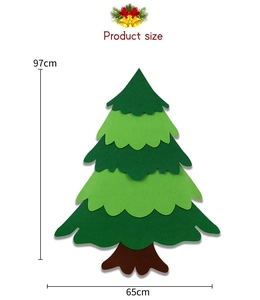 Detailed dimensions of 97cm felt DIY Christmas tree wall decor with bell pattern