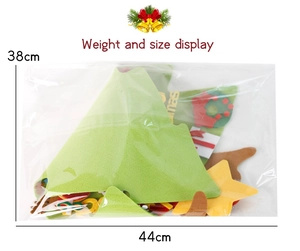 Detailed view of DIY felt Christmas tree kit in packaging with 38x44cm dimensions