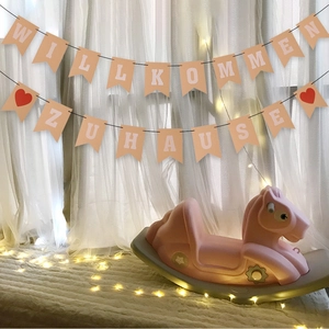 German Willkommen Zuhause Banner Kraft Paper Swallowtail Bunting For Home Party Decoration Housewarming Welcome Back Sign
