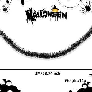 Black Halloween tinsel garland 2M with bat and pumpkin head patterns for party decor