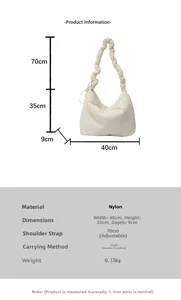 Dimensions détaillées du sac en nylon blanc montrant 40 cm de large et 35 cm de hauteur