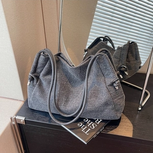 Women Denim Shoulder Bag Large Washed Tote Drawstring Knot Minimalist Jeans Fabric Hobo Bag Casual Daily Work Purse