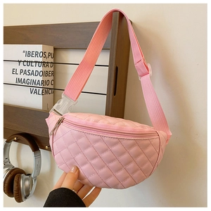 Borsa da Petto in Pelle PU Trapuntata da Donna Motivo a Rombi Marsupio Borsa a Tracolla di Tendenza Per Viaggi Quotidiani