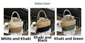 Three color-block woven tote bags with braided patterns for stylish summer outings